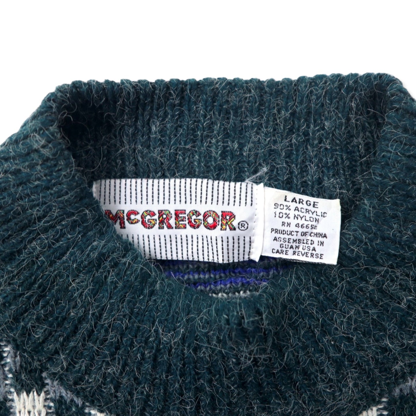 McGREGOR 80年代 ボトルネック ローゲージ ニット セーター L グレー アクリル 総柄
