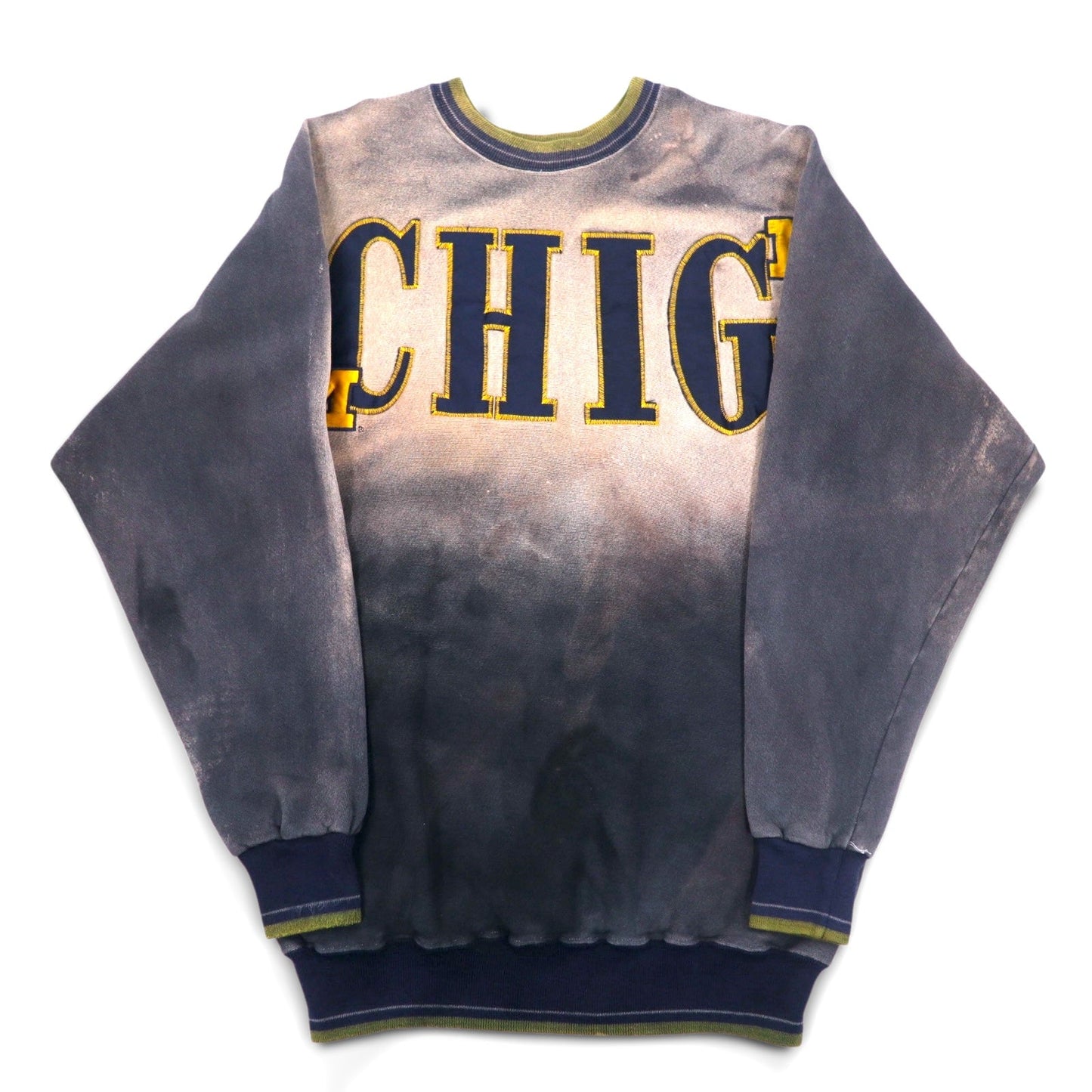 USA製 LEGENDS ATHLETIC タイダイ カレッジ スウェット L ブリーチ加工 裏起毛 MICHIGAN ミシガン