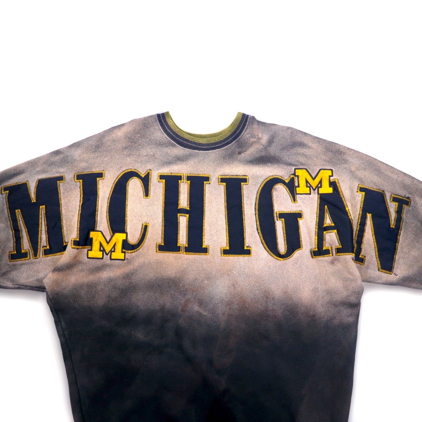 USA製 LEGENDS ATHLETIC タイダイ カレッジ スウェット L ブリーチ加工 裏起毛 MICHIGAN ミシガン