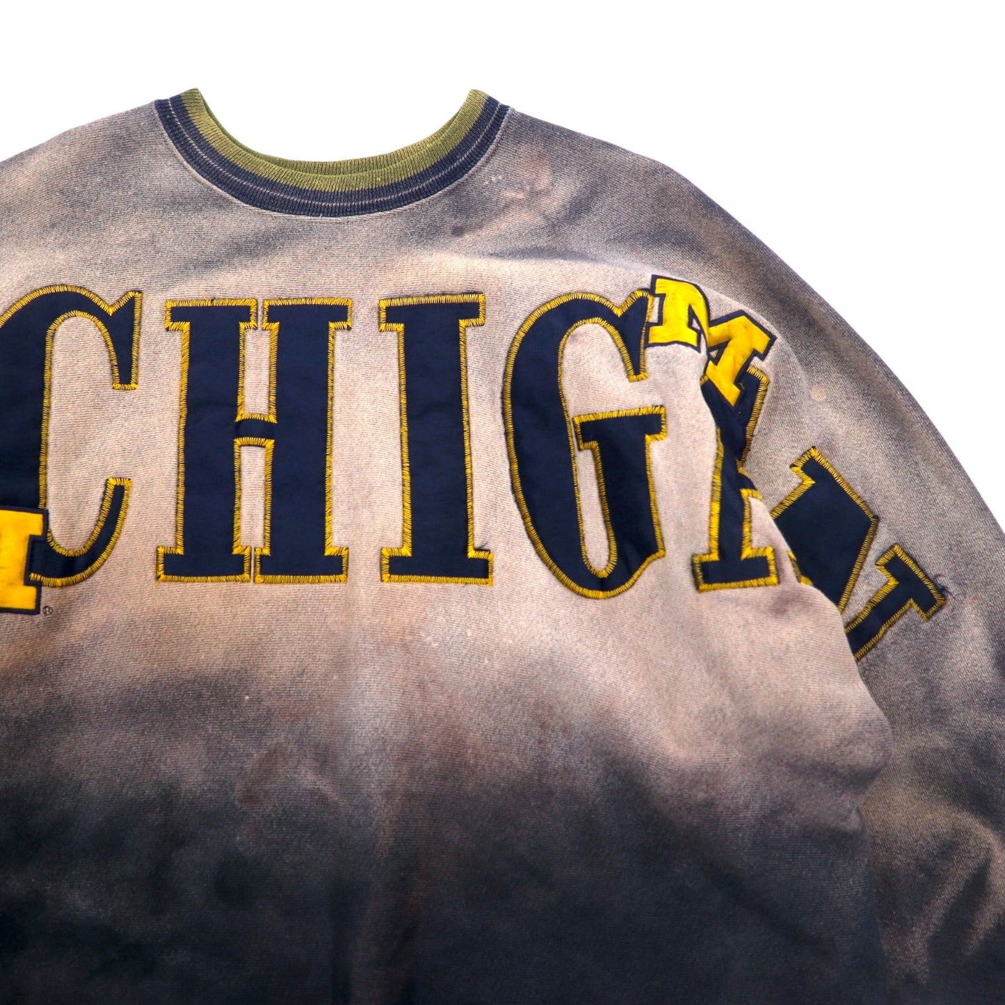 USA製 LEGENDS ATHLETIC タイダイ カレッジ スウェット L ブリーチ加工 裏起毛 MICHIGAN ミシガン
