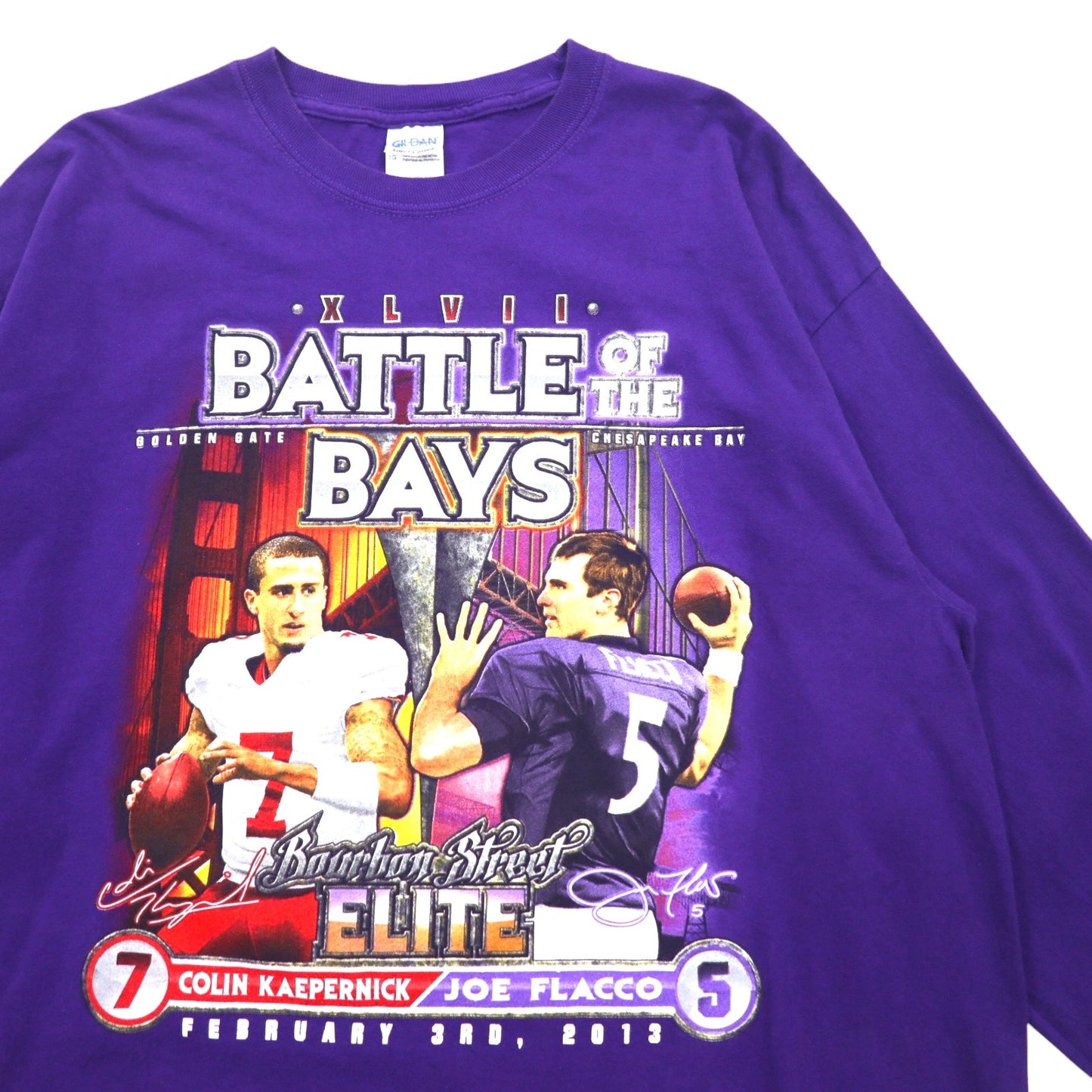 GILDAN ロングスリーブTシャツ ロンT XL パープル コットン NFL BATTLE OF THE BAYS