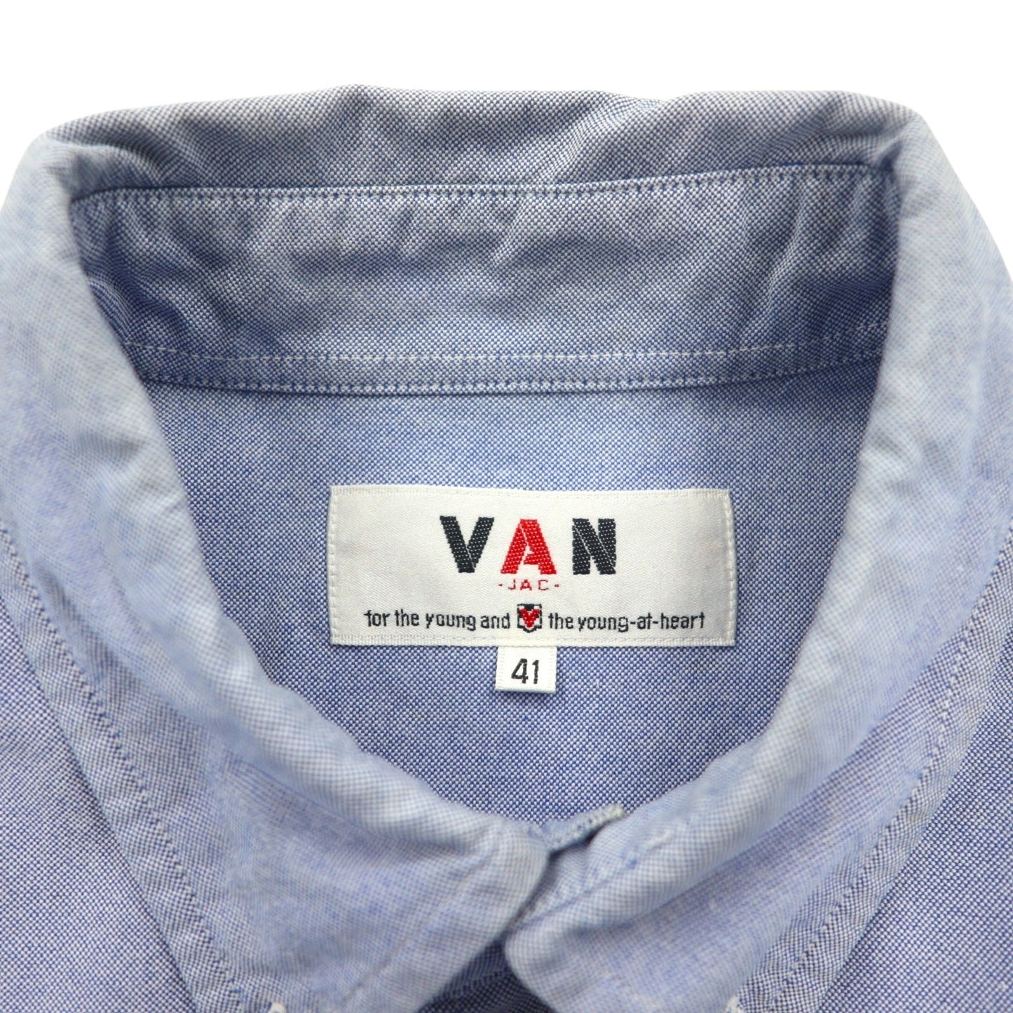 VAN -JAC- オックスフォード ボタンダウンシャツ L ブルー コットン ロゴ刺繍