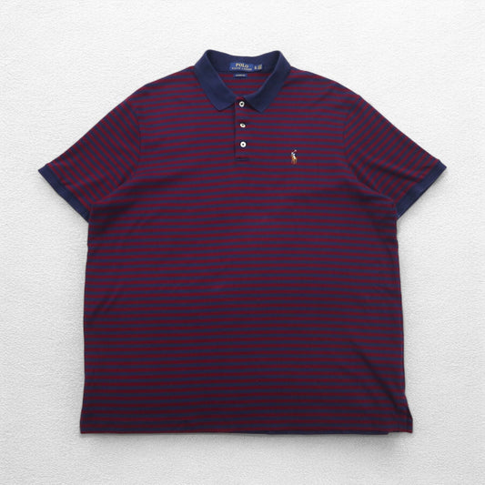 POLO RALPH LAUREN クラシックフィット ボーダー ポロシャツ XL ネイビー ボルドー スモールポニー刺繍