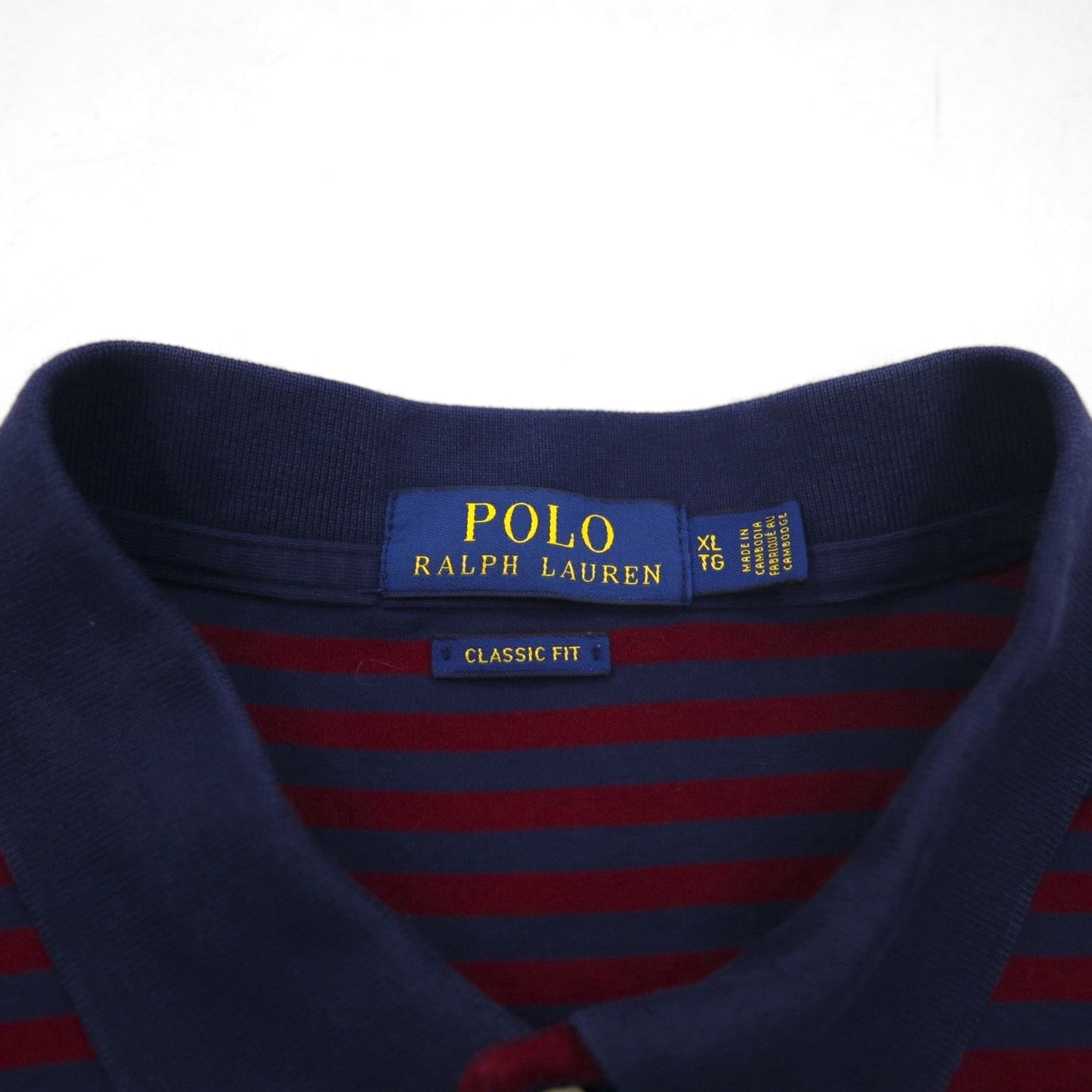 POLO RALPH LAUREN クラシックフィット ボーダー ポロシャツ XL ネイビー ボルドー スモールポニー刺繍