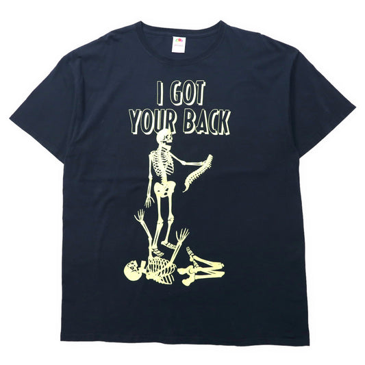 FRUIT OF THE LOOM スカルプリントTシャツ XL ブラック コットン I GOT YOUR BACK ビッグサイズ