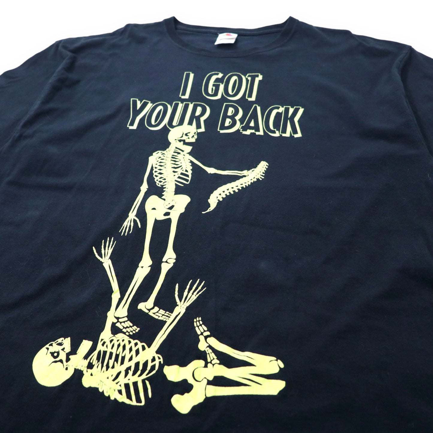 FRUIT OF THE LOOM スカルプリントTシャツ XL ブラック コットン I GOT YOUR BACK ビッグサイズ