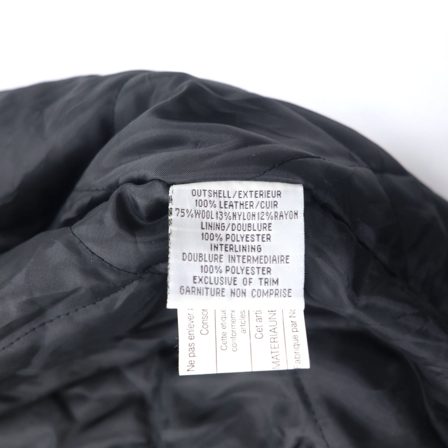 AMANATI レザー 切替 メルトン スタジャン L ブラック ウール レザー HAMPTON'S