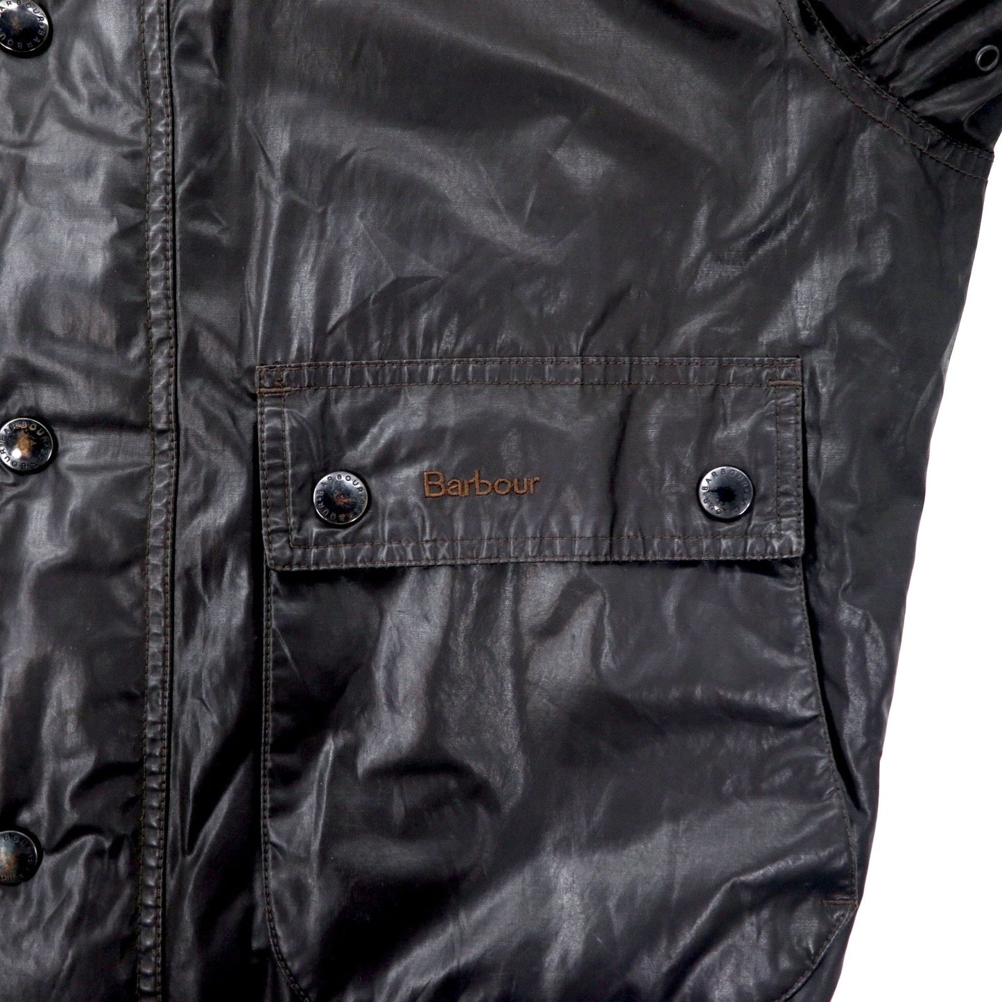 Barbour フライトジャケット L ブラウン コットン ポリエステル 防水 WATERPROOF AND BREATHABLE 裏地チェック CARBON FINISH FLYER