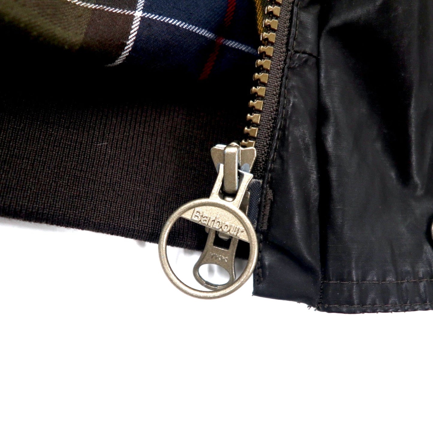 Barbour フライトジャケット L ブラウン コットン ポリエステル 防水 WATERPROOF AND BREATHABLE 裏地チェック CARBON FINISH FLYER