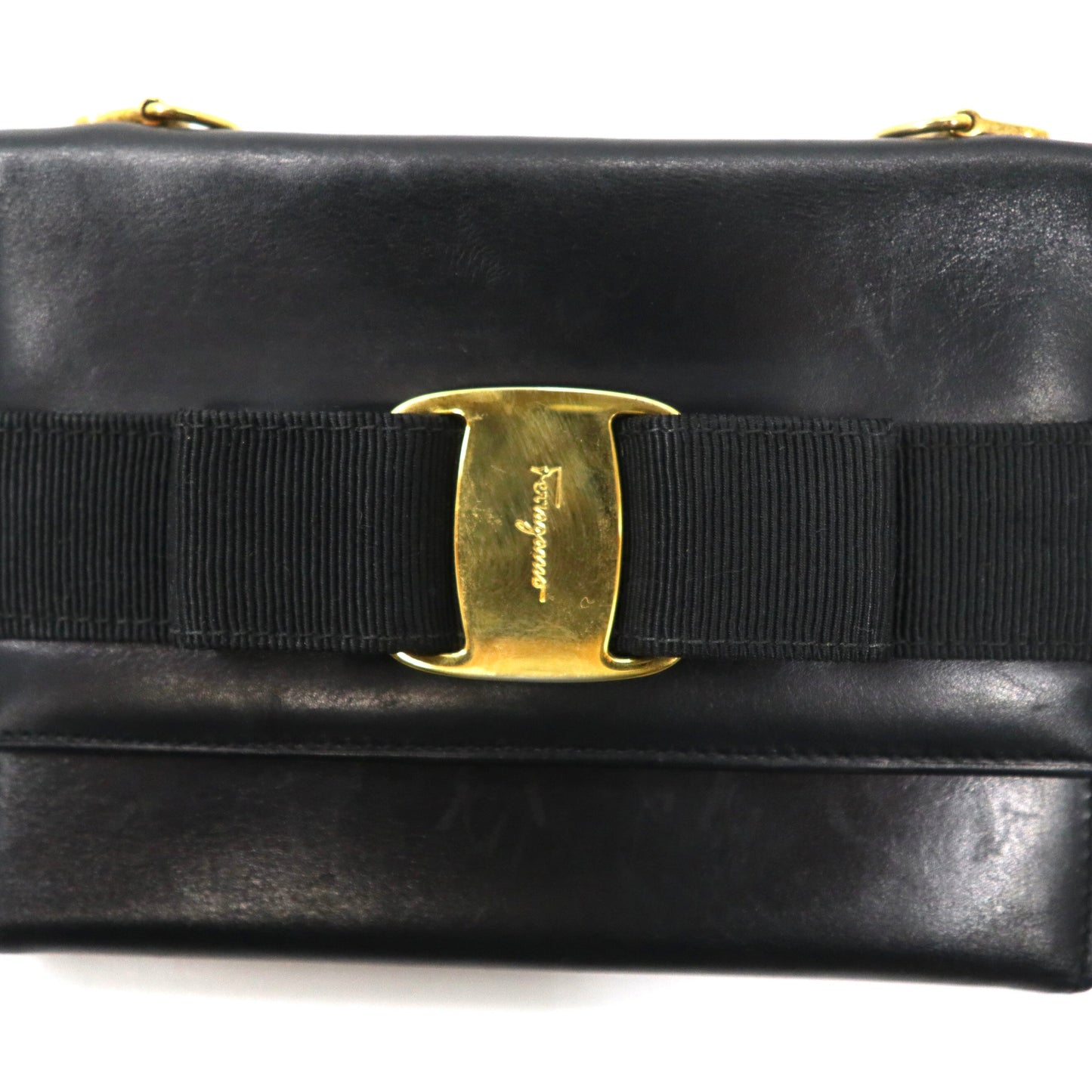Salvatore Ferragamo 長財布 ショルダーストラップ付属 ブラック レザー 22 5619 ヴァラリボン イタリア製