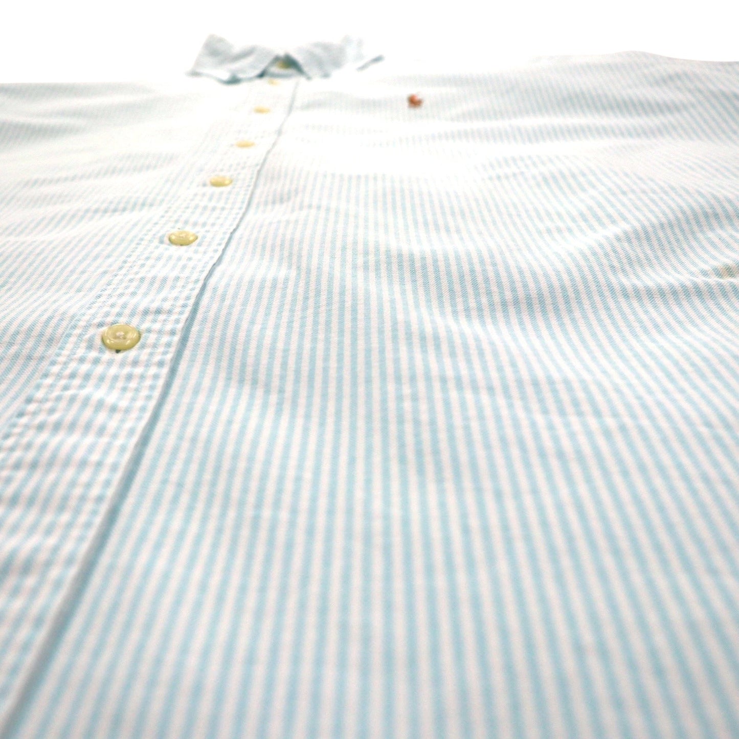 Ralph Lauren 90年代 クラシックフィット 半袖 オックスフォード ボタンダウンシャツ XL ホワイト ブルー ストライプ スモールポニー刺繍