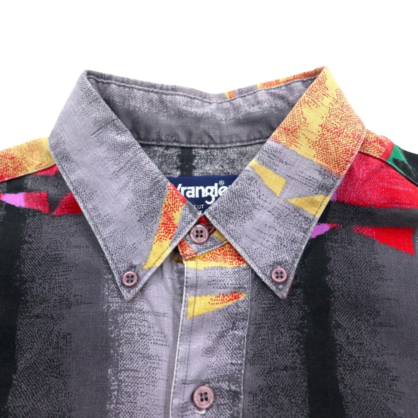 WRANGLER 90年代 USA製 ネイティブ柄 ボタンダウン ウエスタンシャツ XL グレー コットン