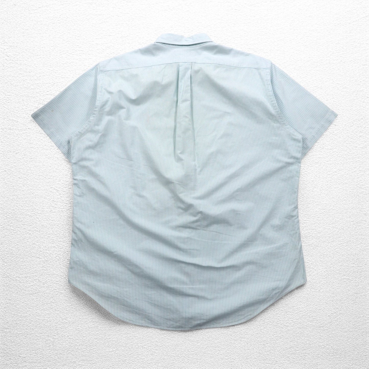 Ralph Lauren 90年代 クラシックフィット 半袖 オックスフォード ボタンダウンシャツ XL ホワイト ブルー ストライプ スモールポニー刺繍