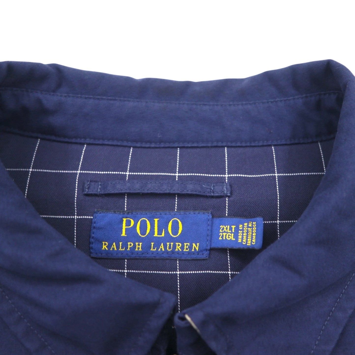 Polo Ralph Lauren スウィングトップ ハリントンジャケット 2XL ネイビー 裏地 チェック スモールポニー刺繍 チンストラップ ビッグサイズ