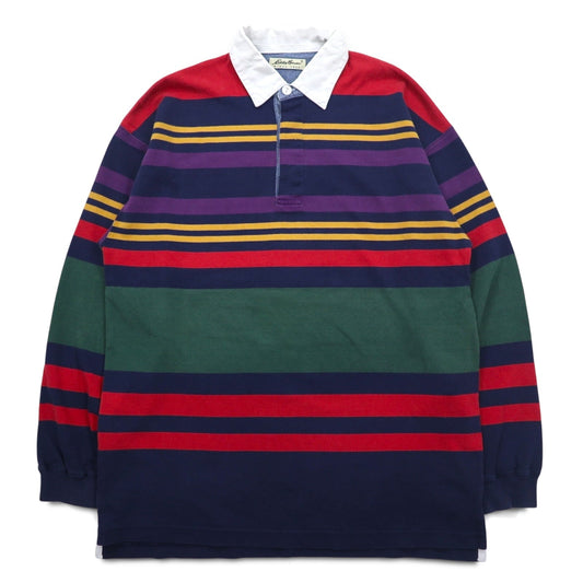 Eddie Bauer 90年代 ラガーシャツ XL マルチボーダー コットン