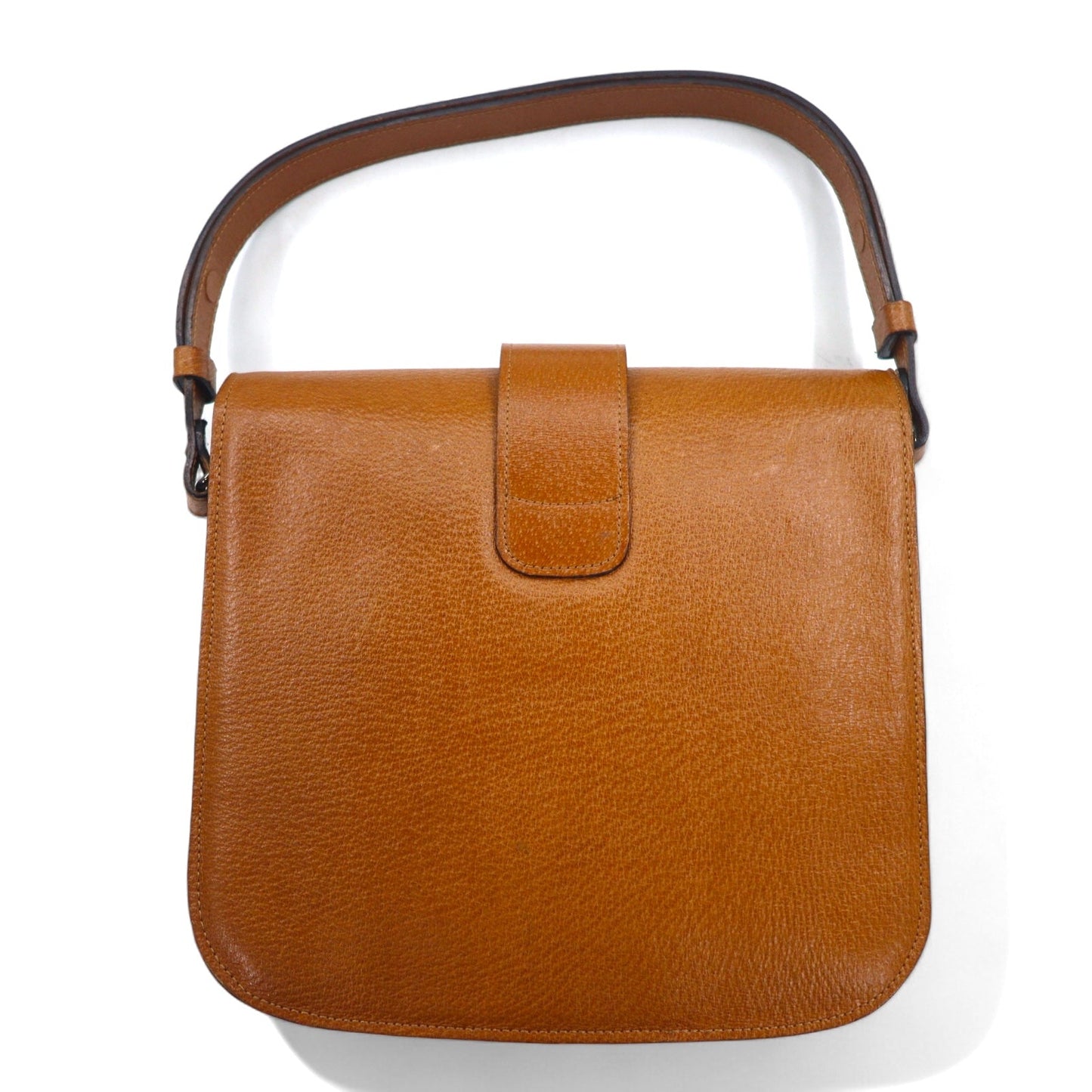 YVES SAINT LAURENT ヴィンテージ ベルテッド スクエア ショルダーバッグ ハンドバッグ ブラウン レザー