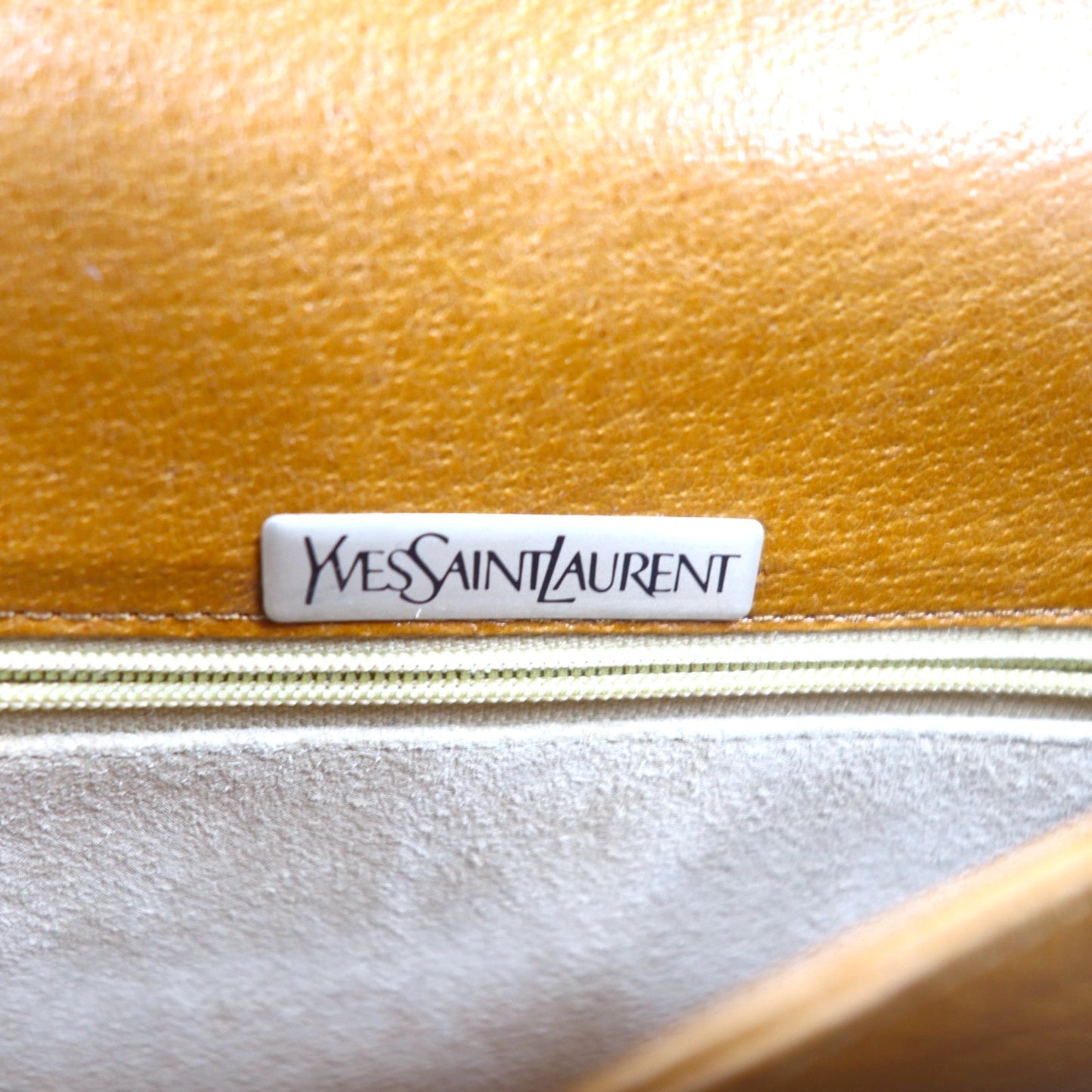 YVES SAINT LAURENT ヴィンテージ ベルテッド スクエア ショルダーバッグ ハンドバッグ ブラウン レザー
