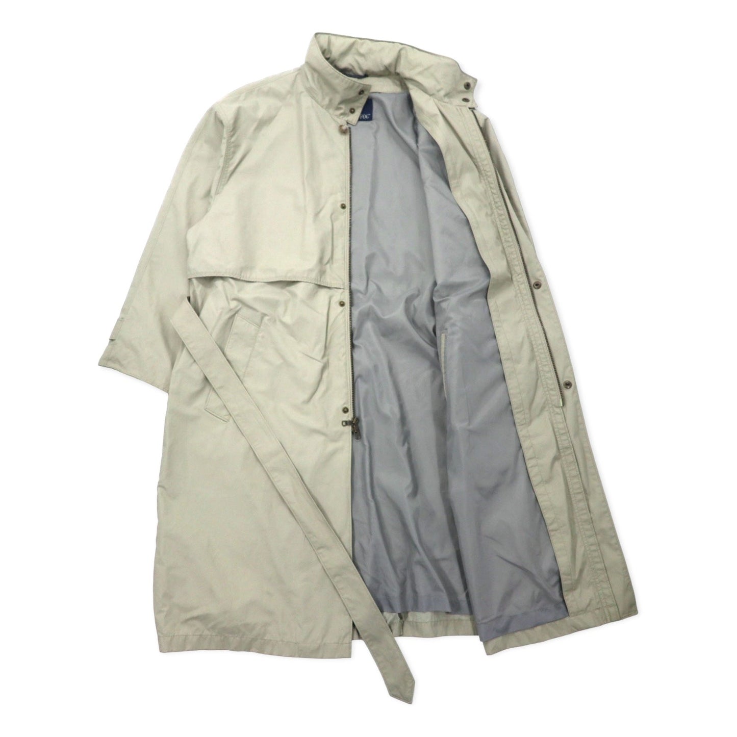 LONDON FOG スタンドカラー ステンカラーコート 42 ベージュ コットン ナイロン フード収納式 COMMUTER COLLECTION