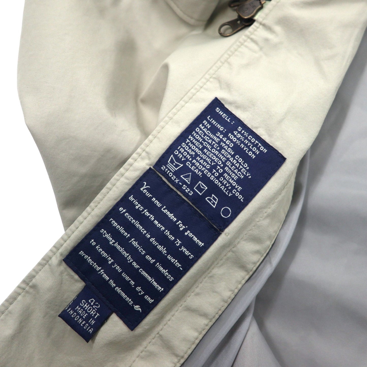 LONDON FOG スタンドカラー ステンカラーコート 42 ベージュ コットン ナイロン フード収納式 COMMUTER COLLECTION