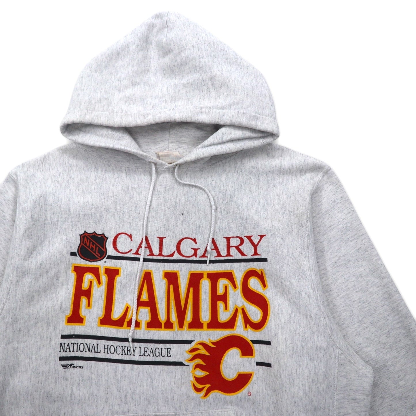 カナダ製 90年代 ravens ATHLETIC プルオーバー パーカー XL グレー 裏起毛 NHL CALGARY FLAMES