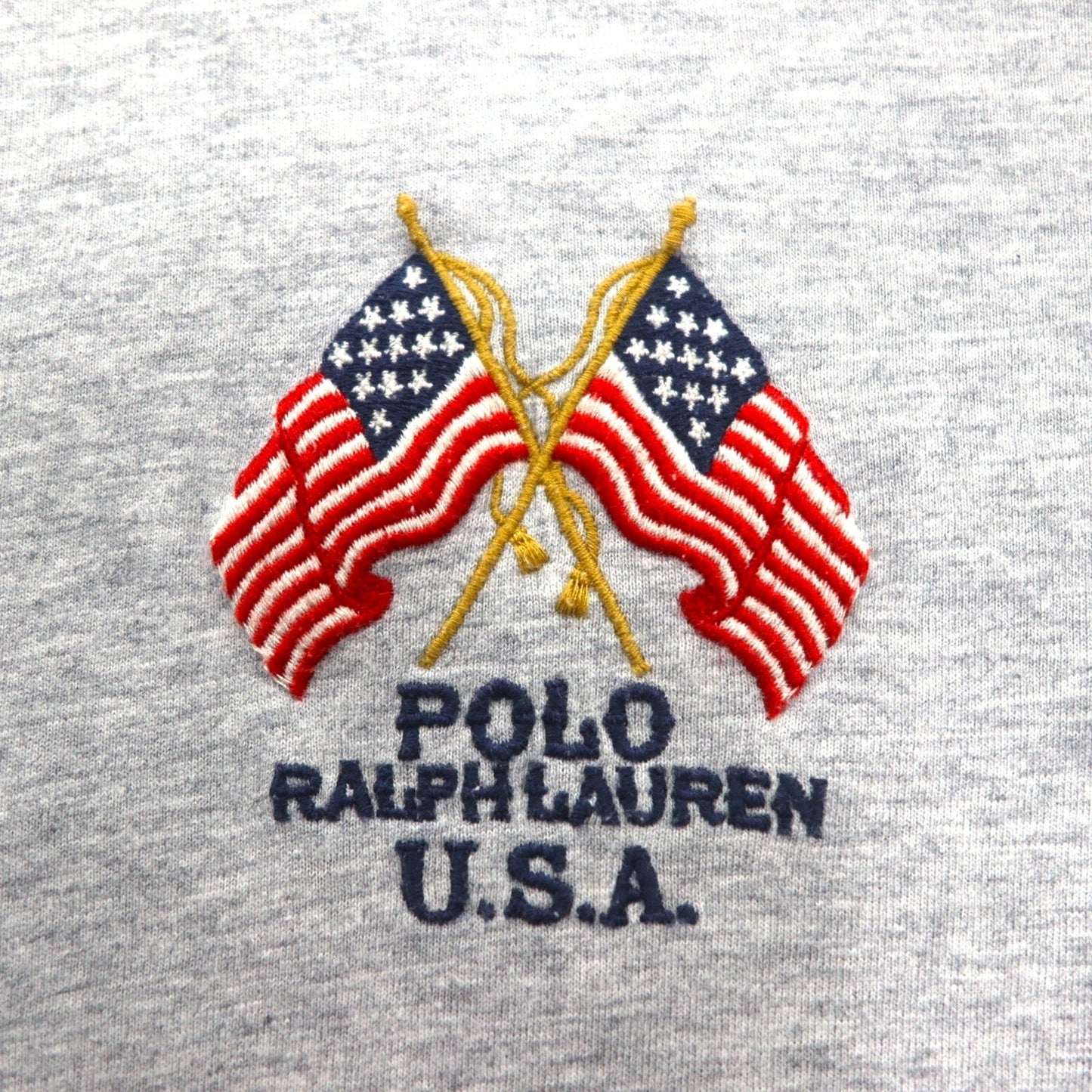 POLO RALPH LAUREN ロゴ刺繍Tシャツ M グレー コットン 星条旗 USA スモールポニー刺繍