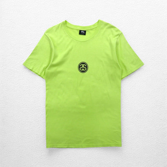 stussy シャネルロゴ プリント Tシャツ S グリーン コットン