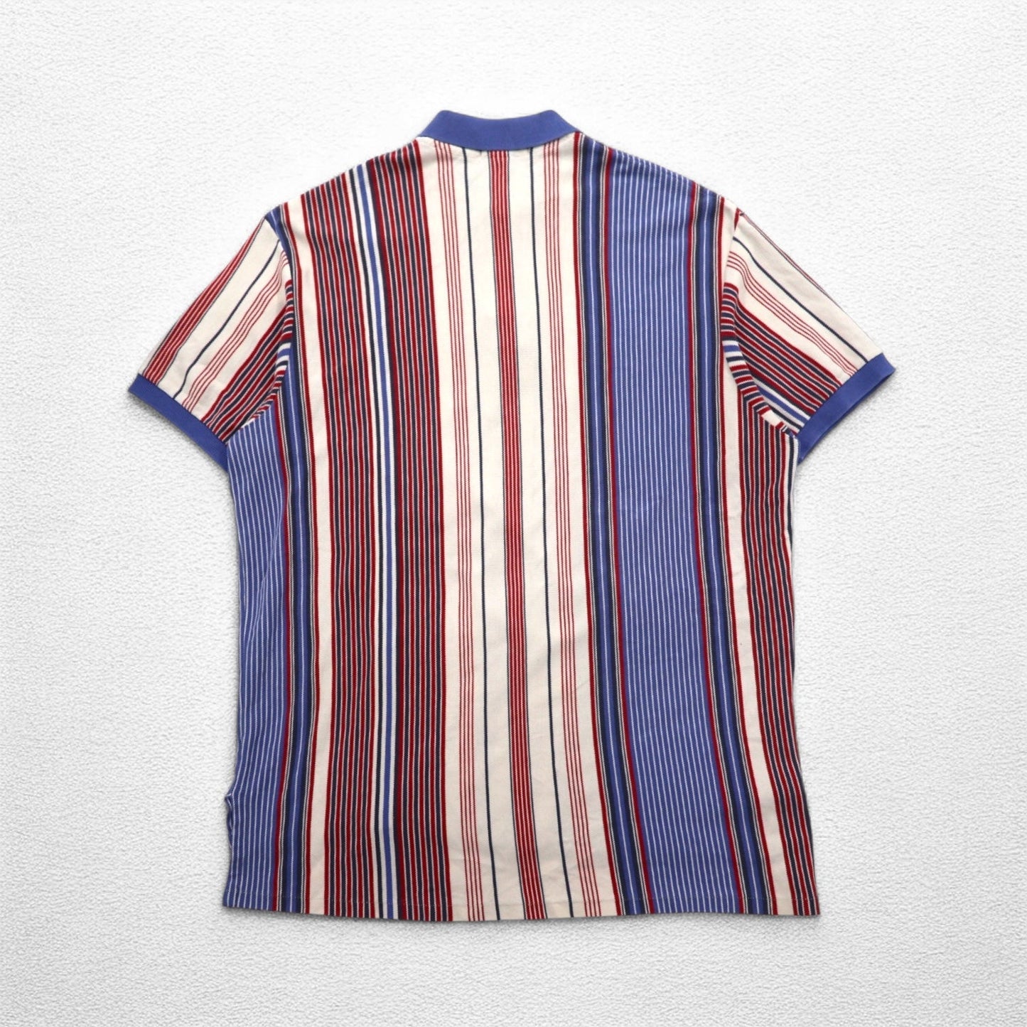 Polo by Ralph Lauren 90年代 USA製 マルチストライプ 鹿の子 ポロシャツ XL ホワイト ブルー レッド スモールポニー刺繍