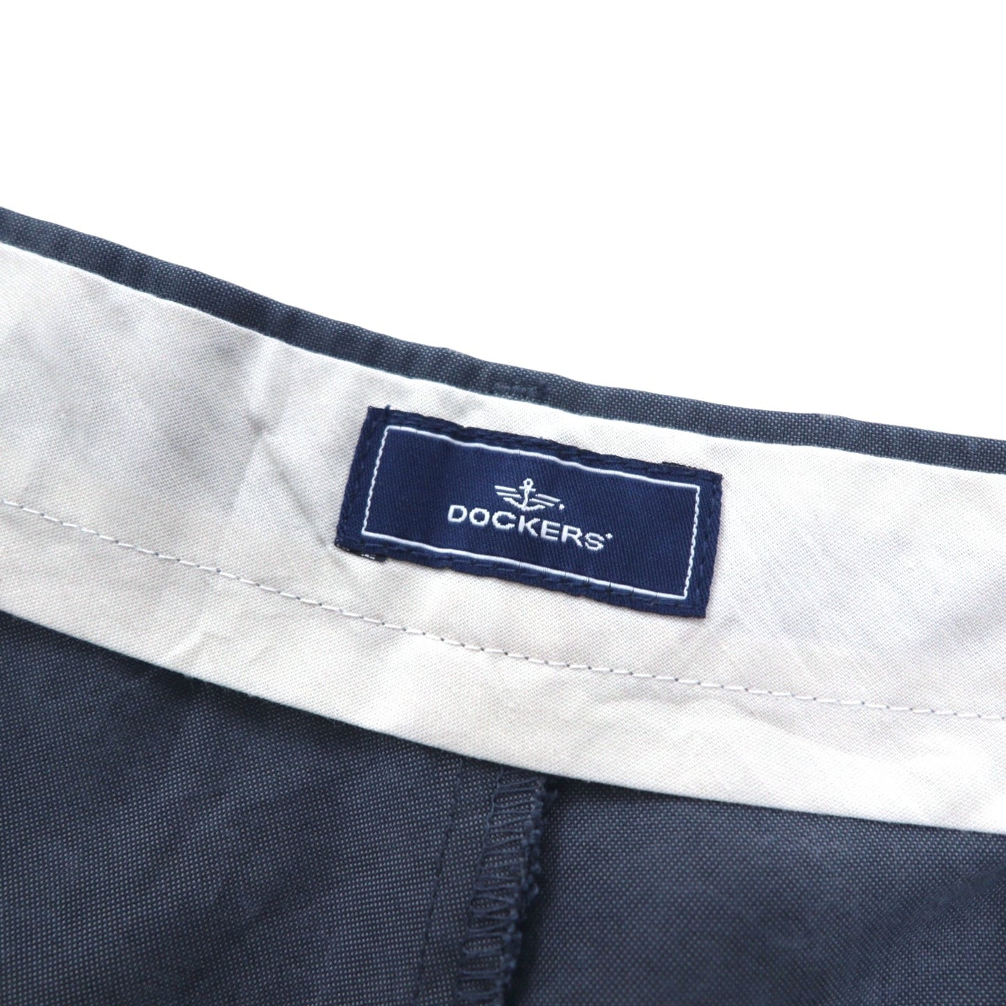 DOCKERS ( Levi's ) リラックスフィット タック ワイド スラックスパンツ L ネイビー テンセル ポリエステル PLEATED RELAXED FIT