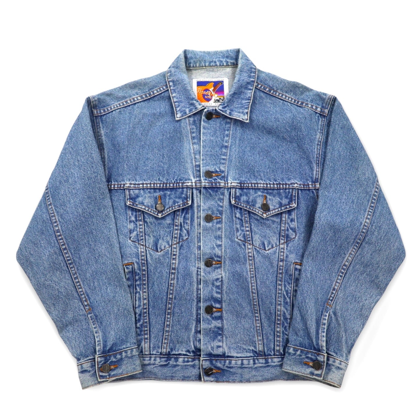 Hard Rock HOTEL 90年代 デニムジャケット Gジャン L インディゴ ブルー バックロゴ刺繍 LAS VEGAS