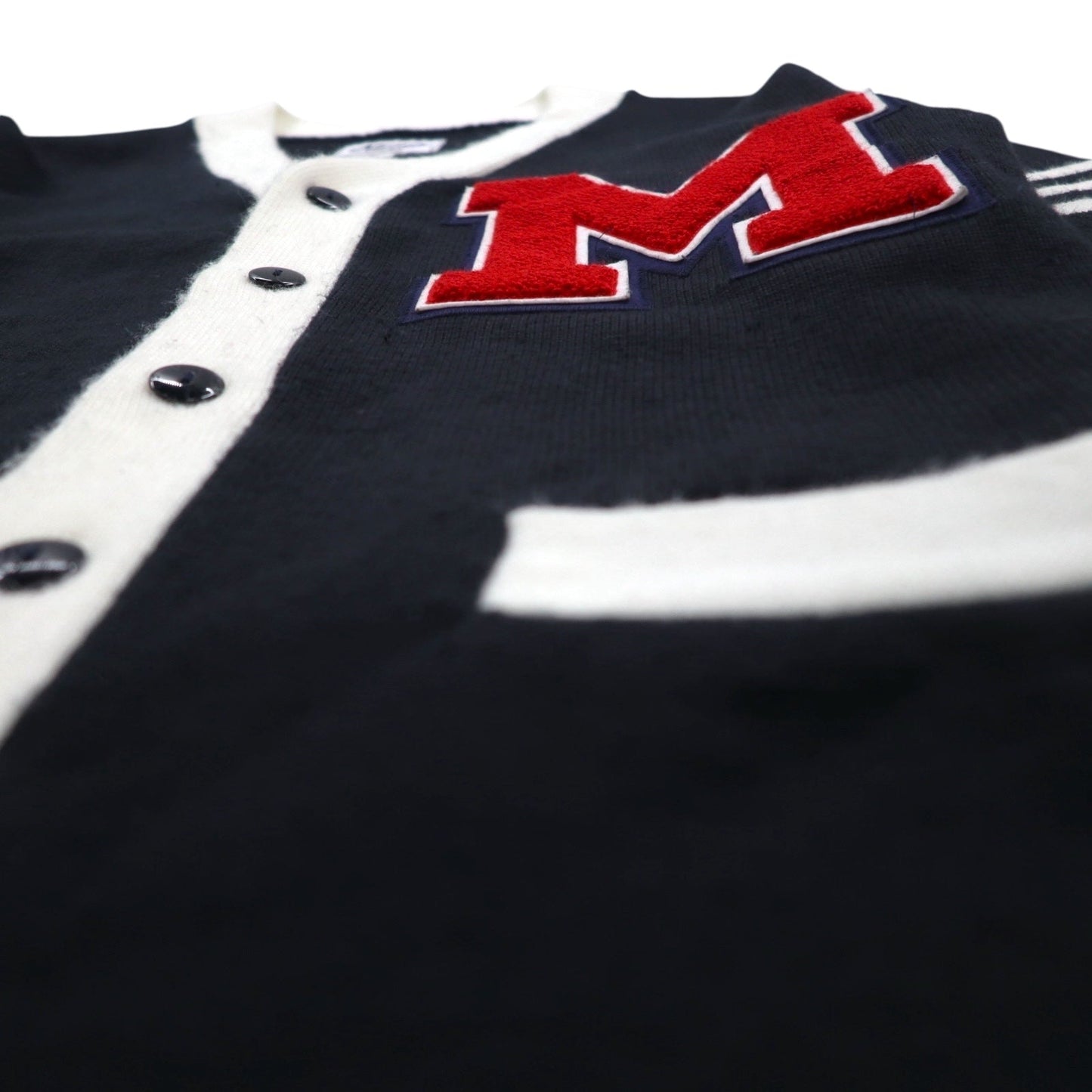 Vintage Letterman Cardigan NEFF レタード カーディガン M ブラック ワッペン パッチポケット
