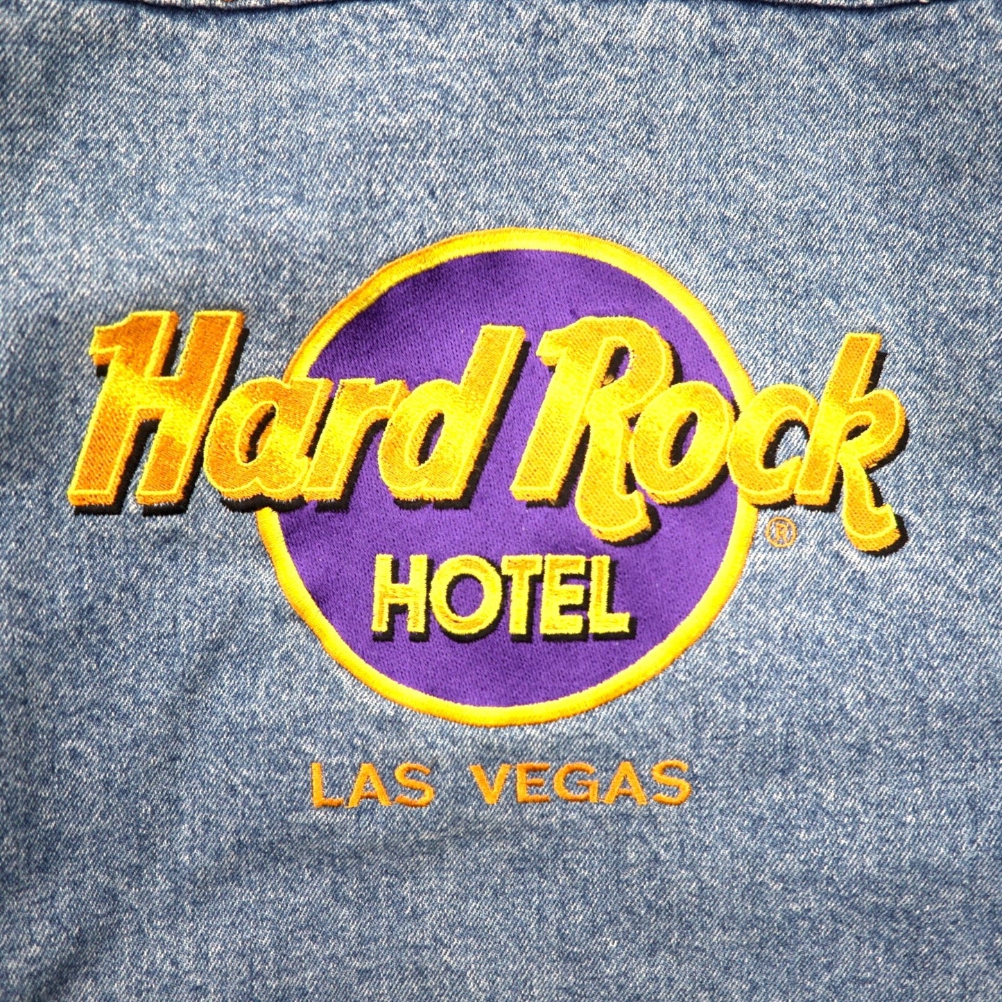 Hard Rock HOTEL 90年代 デニムジャケット Gジャン L インディゴ ブルー バックロゴ刺繍 LAS VEGAS