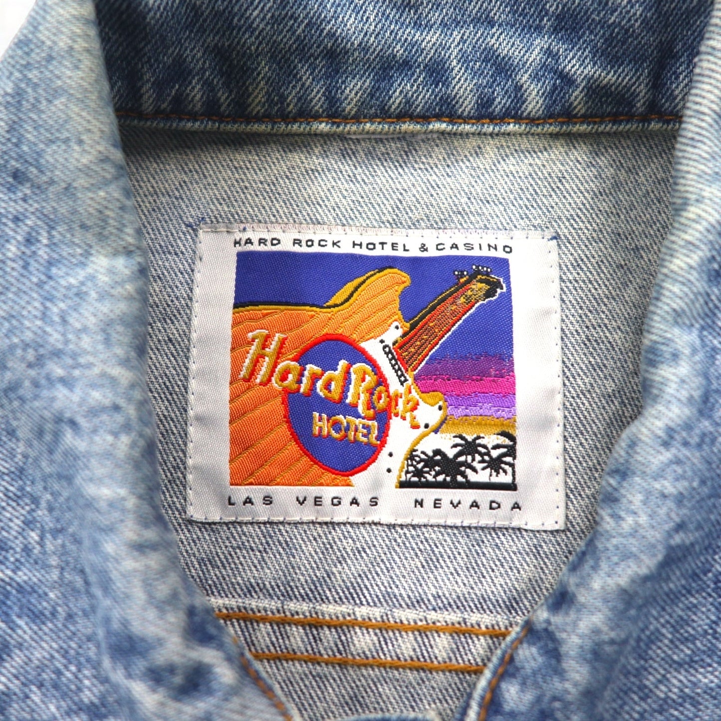 Hard Rock HOTEL 90年代 デニムジャケット Gジャン L インディゴ ブルー バックロゴ刺繍 LAS VEGAS
