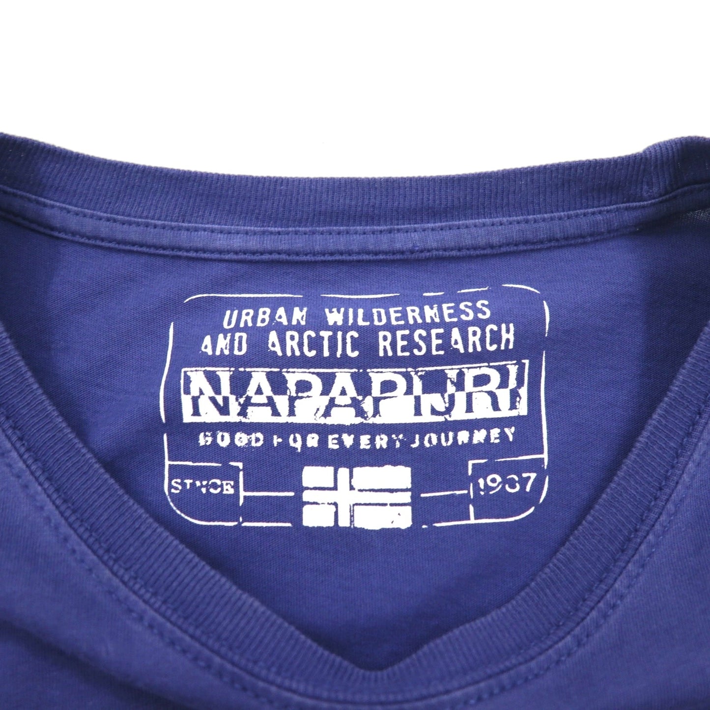 NAPAPIJRI プリント Tシャツ M ネイビー コットン トルコ製
