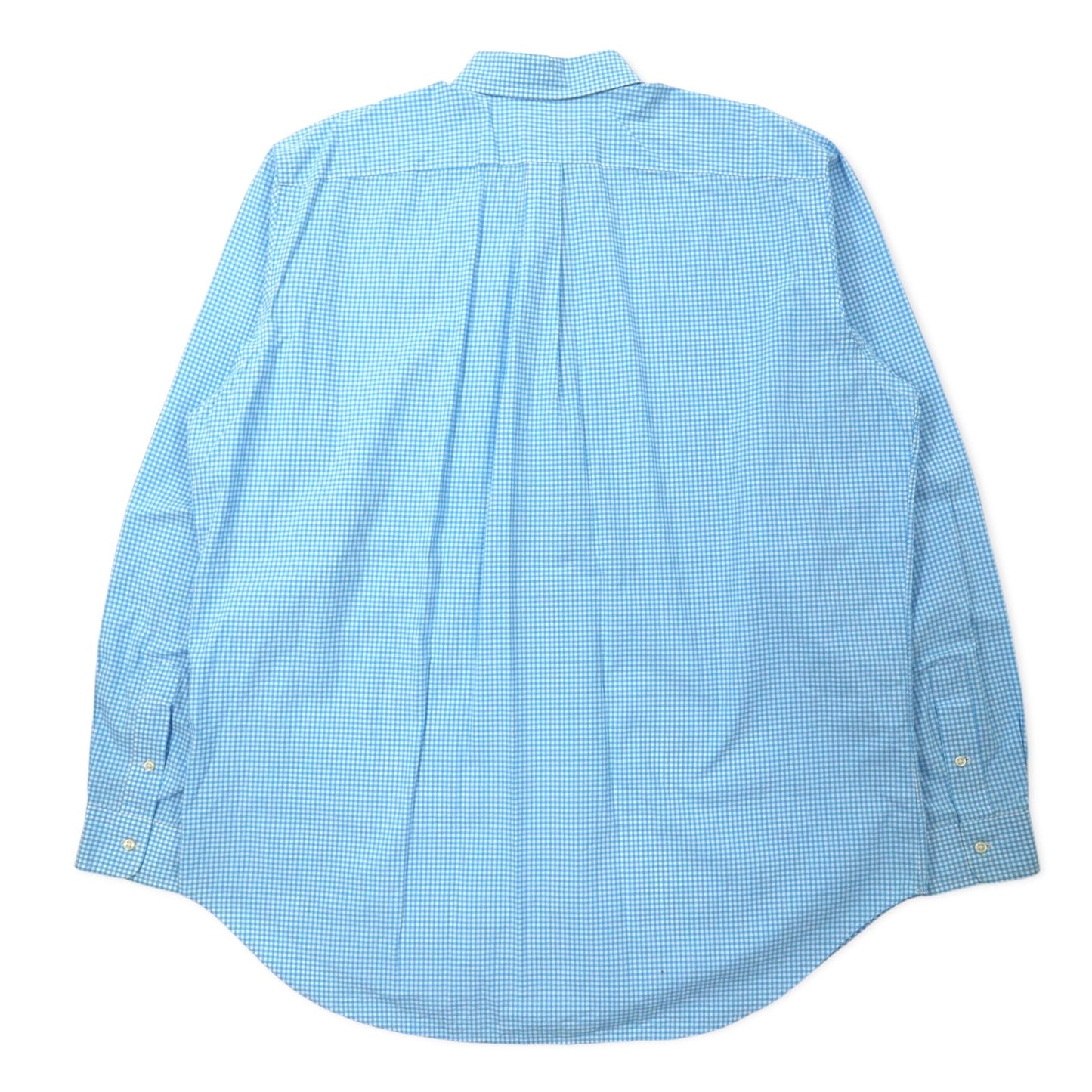 RALPH LAUREN ボタンダウンシャツ XLT TALL ブルー ギンガムチェック コットン スモールポニー刺繍