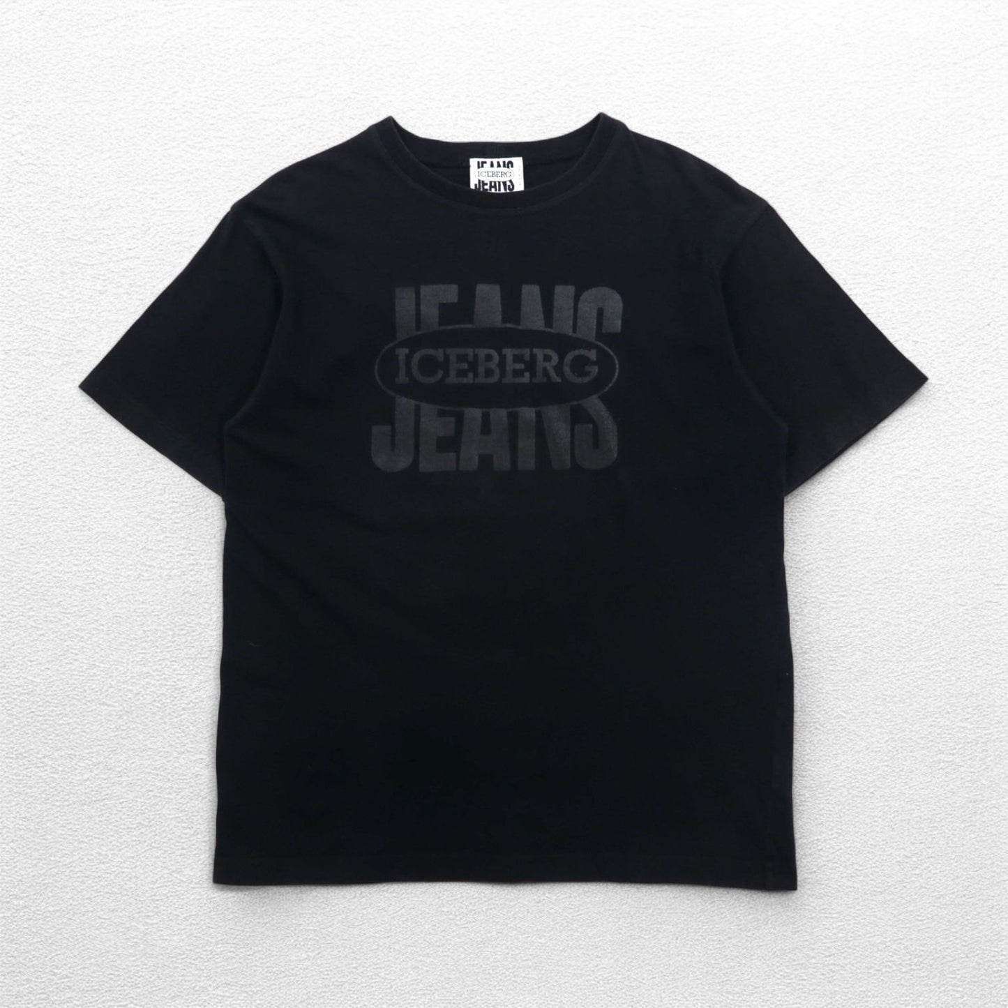 ICEBERG JEANS イタリア製 90年代 ロゴプリント Tシャツ L ブラック コットン
