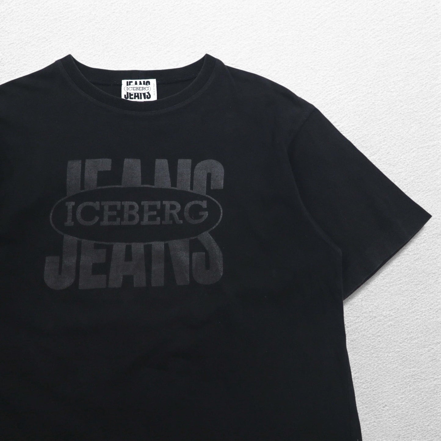 ICEBERG JEANS イタリア製 90年代 ロゴプリント Tシャツ L ブラック コットン