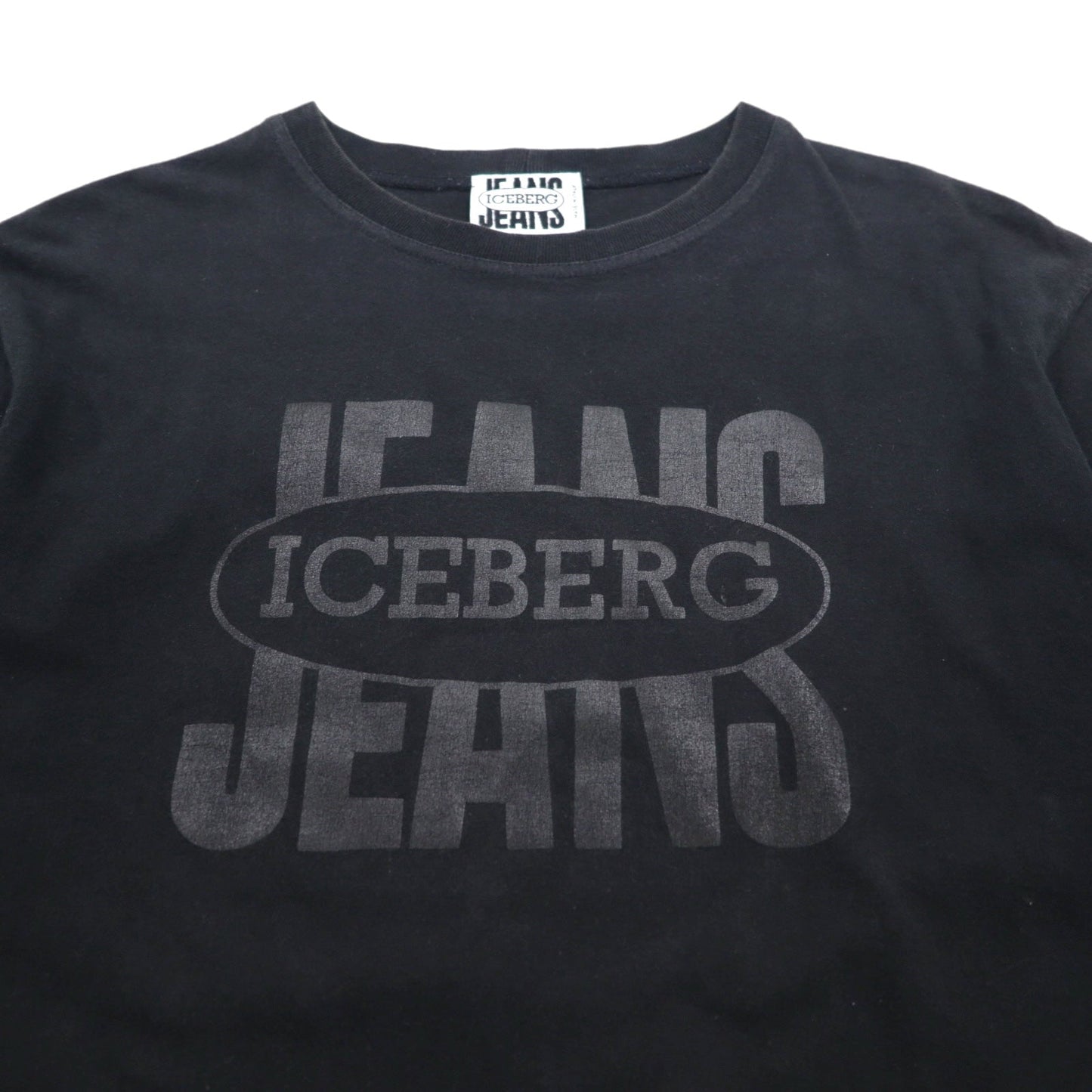ICEBERG JEANS イタリア製 90年代 ロゴプリント Tシャツ L ブラック コットン