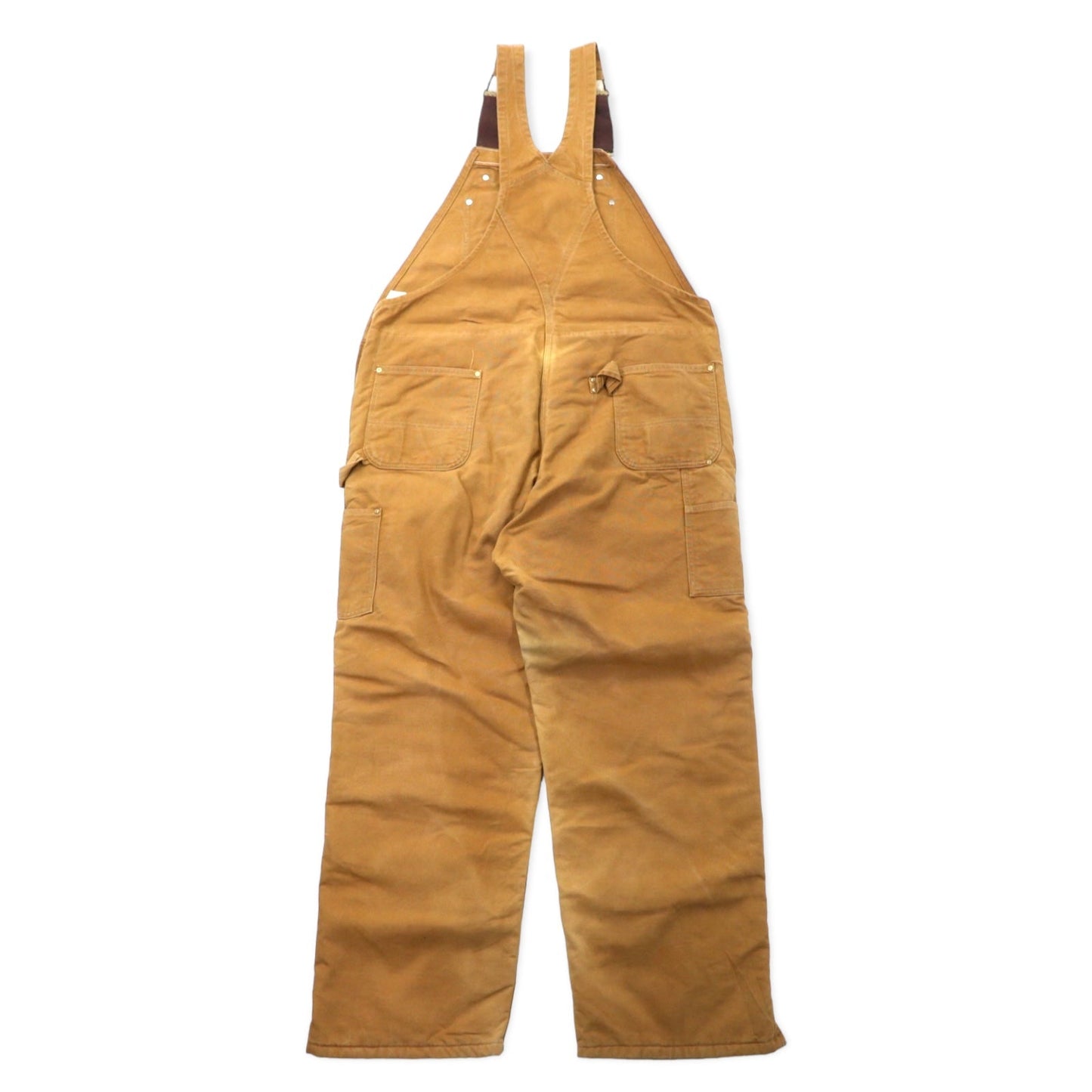carhartt USA製 80年代 ダブルニー ダック オーバーオール 44 ベージュ コットン 裏地キルティング 星タグ RUGGED FLEX RIGBY BIB OVERALLS 6FBQZ