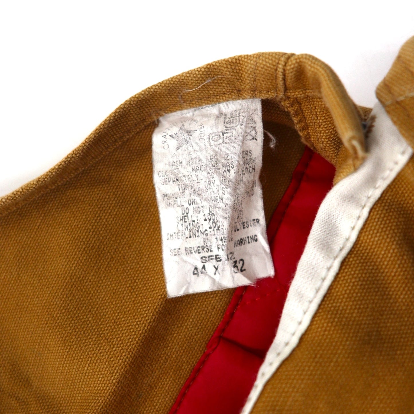 carhartt USA製 80年代 ダブルニー ダック オーバーオール 44 ベージュ コットン 裏地キルティング 星タグ RUGGED FLEX RIGBY BIB OVERALLS 6FBQZ