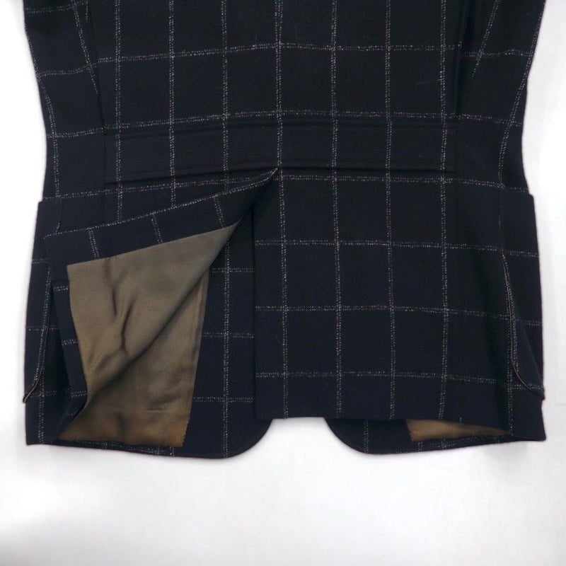80s Japan Vintage Blazer Jacket KITAMURA 80年代 日本製 テーラードジャケット M ブラック ウール ツイード ウィンドウペンチェック