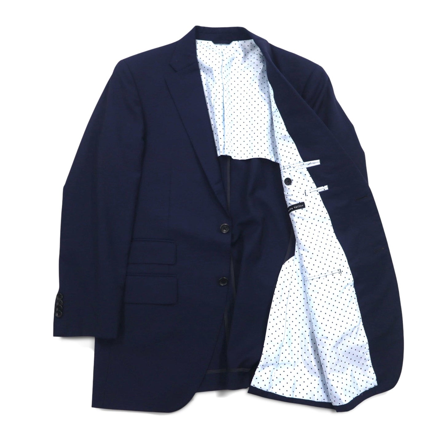 azabu tailor × loro Piana 2B テーラードジャケット S ネイビー ウール 裏地ドット 日本製