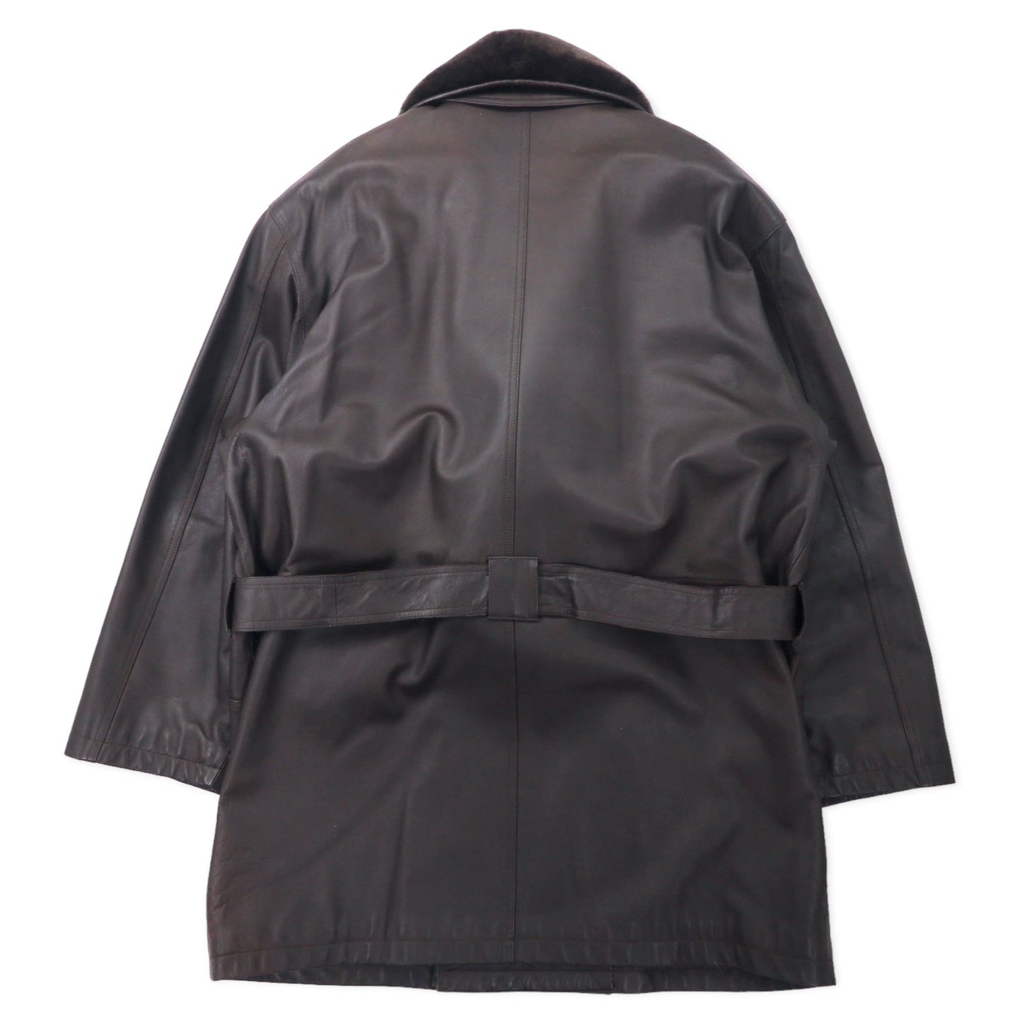 ART GLENHILL FOR MEN ショールカラー ラムレザーコート M ブラウン 羊革 ファー着脱式 日本製