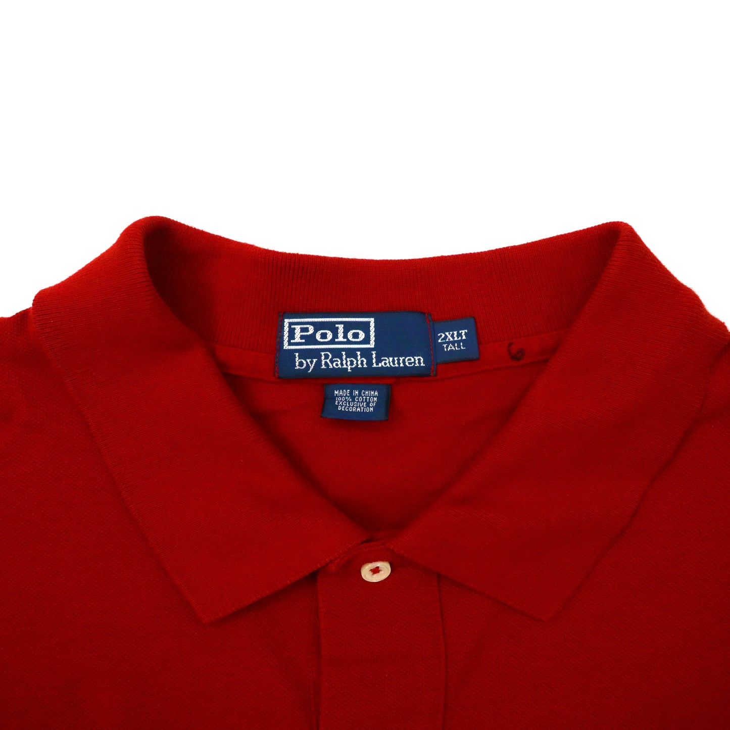 Polo by Ralph Lauren ビッグサイズ 長袖ポロシャツ 2XLT レッド コットン 鹿の子 スモールポニー刺繍
