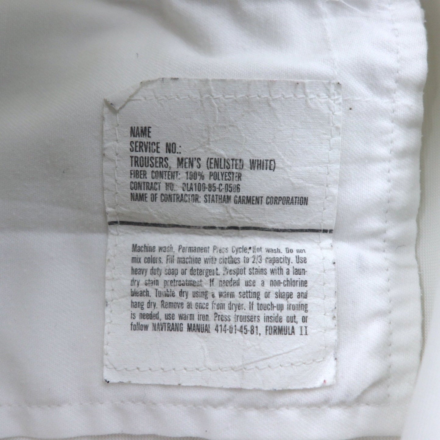 US NAVY 80年代 米軍 セーラーパンツ トラウザーズ L ホワイト Enlisted Trousers White ミリタリー 8405-01-076-0752