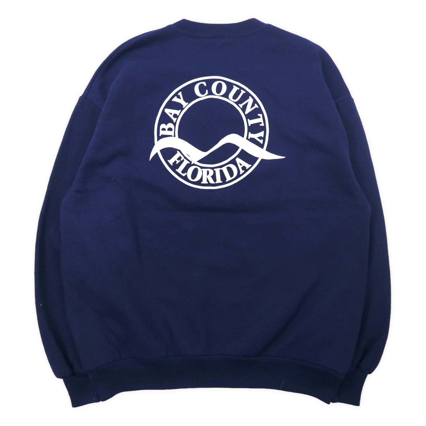 JERZEES USA製 90年代 プリントスウェット XL ネイビー コットン 裏起毛 BAY COUNTY FLORIDA