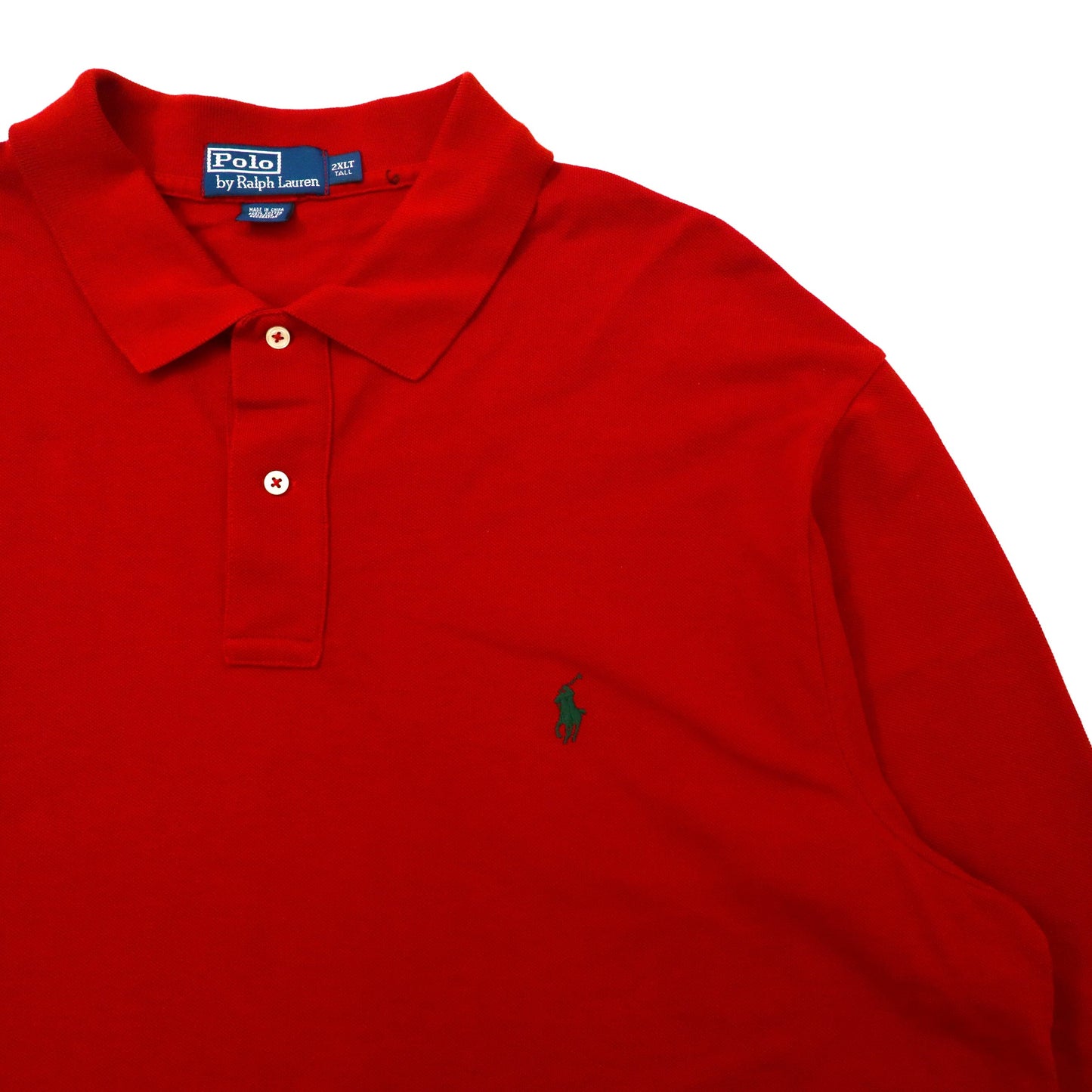 Polo by Ralph Lauren ビッグサイズ 長袖ポロシャツ 2XLT レッド コットン 鹿の子 スモールポニー刺繍