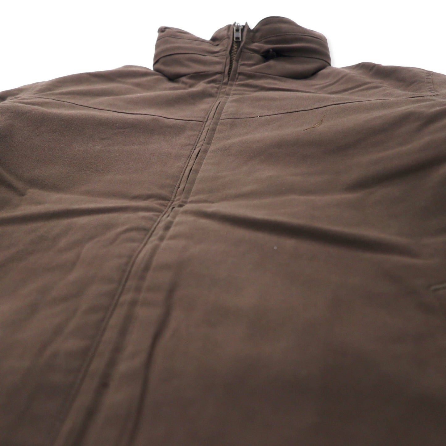 NAUTICA スタンドカラージャケット L カーキ コットン ポリエステル フード収納式 ワンポイントロゴ刺繍