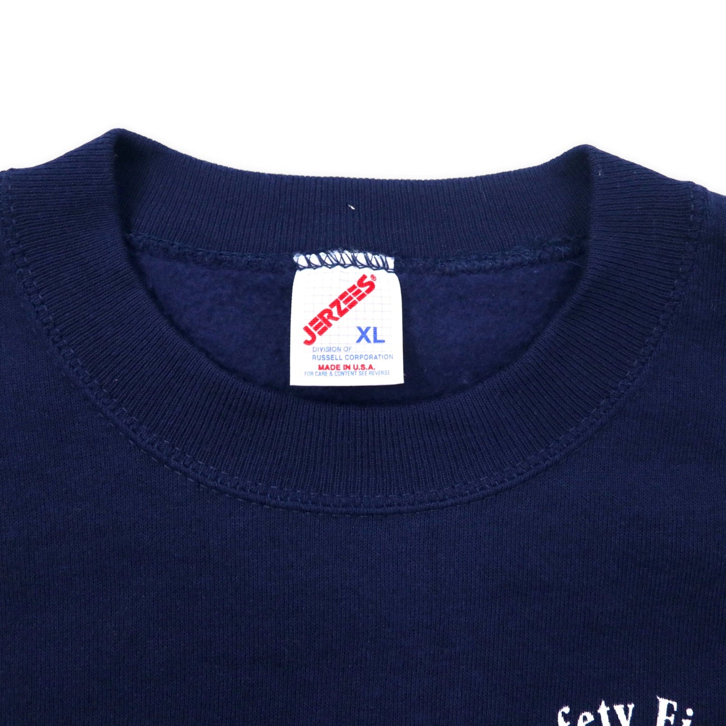 JERZEES USA製 90年代 プリントスウェット XL ネイビー コットン 裏起毛 BAY COUNTY FLORIDA