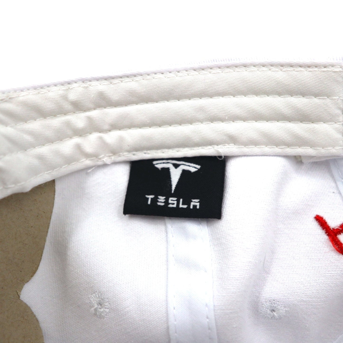 TESLA 6パネルキャップ 58cm ベルト ホワイト コットン