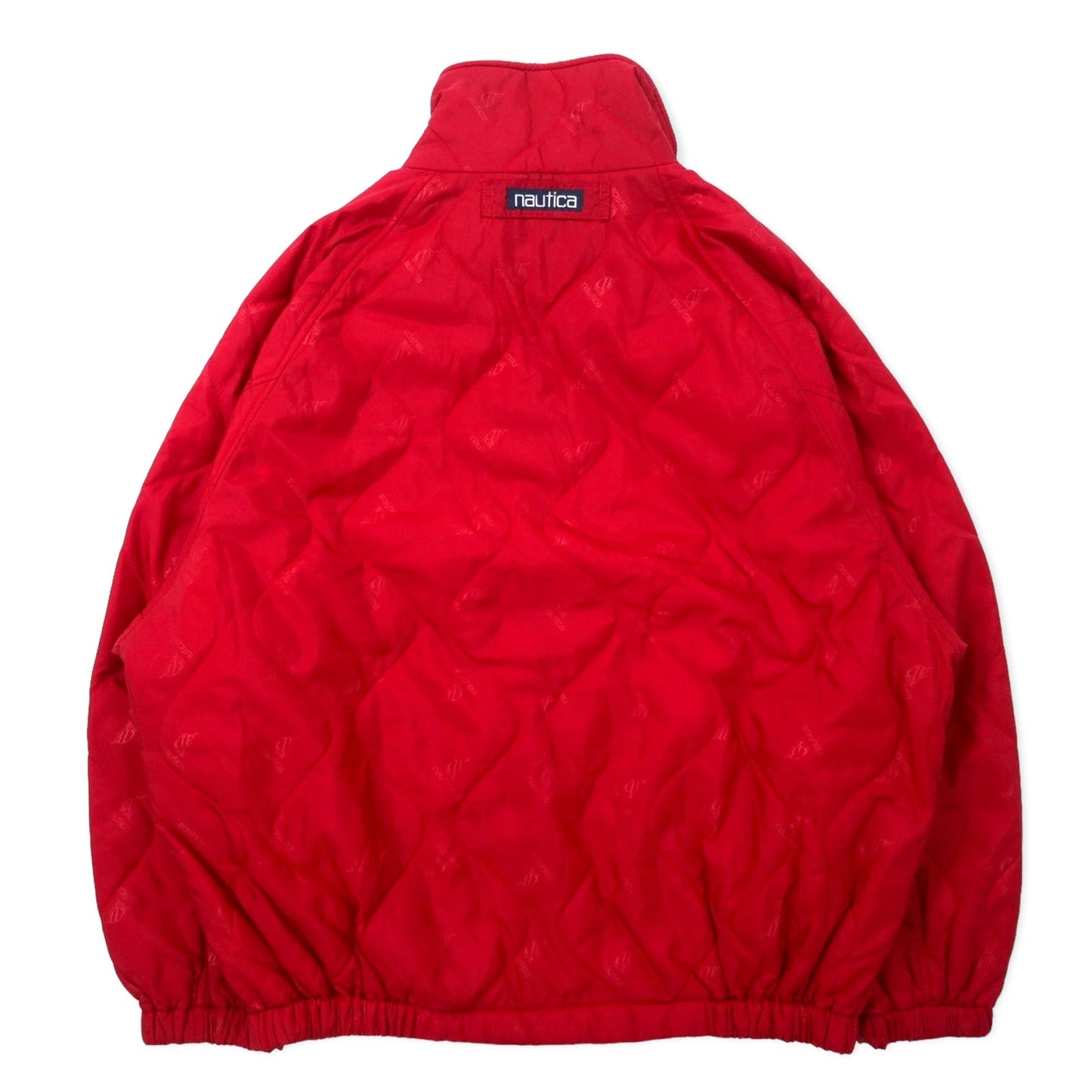 nautica 90年代 インサレーション ジャケット M レッド ナイロン 中綿 ロゴ総柄